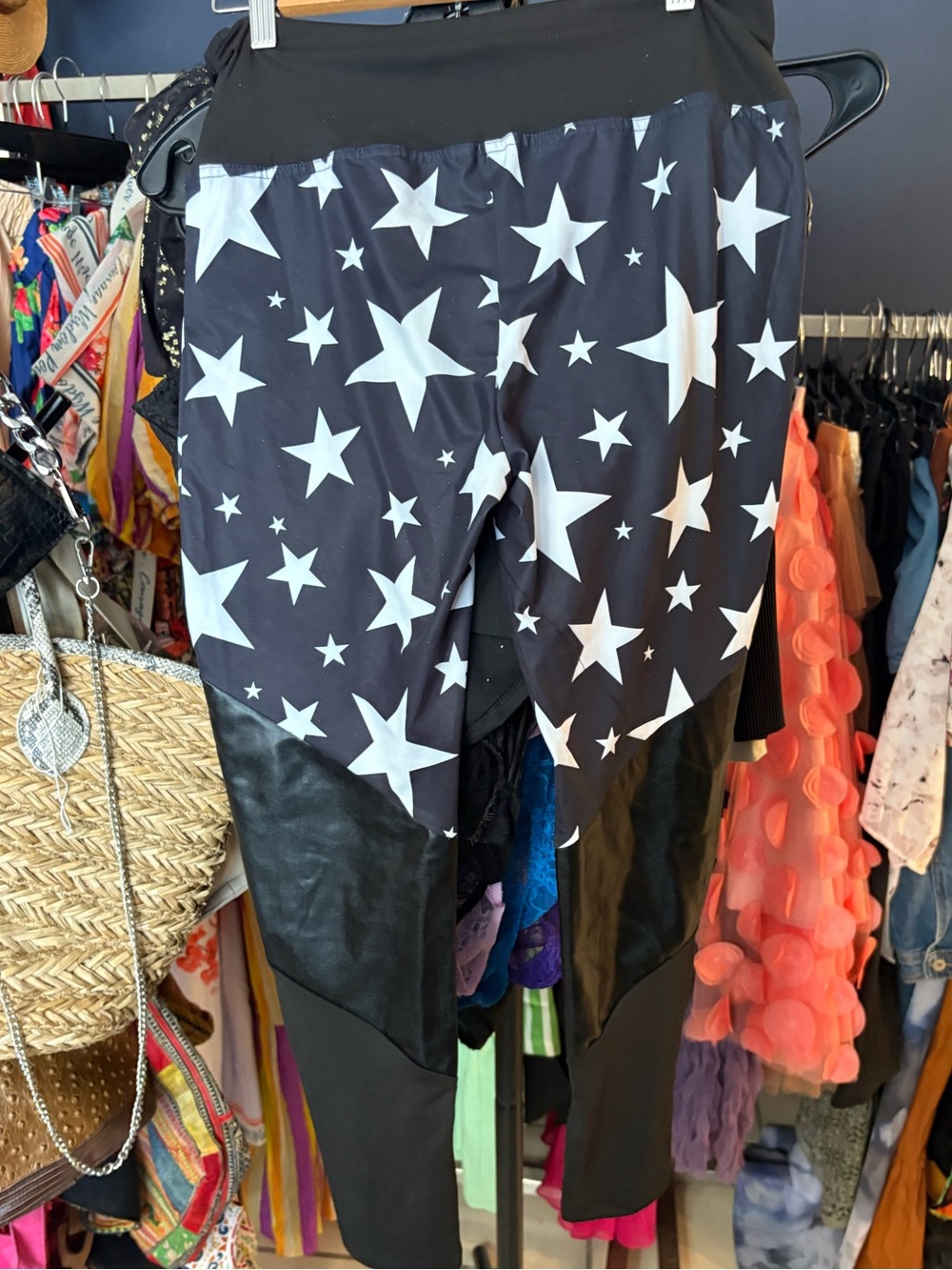 Bundle 2 for $30. NWT Lucky & Blessed Leggings with Star Print & Leather Panel.